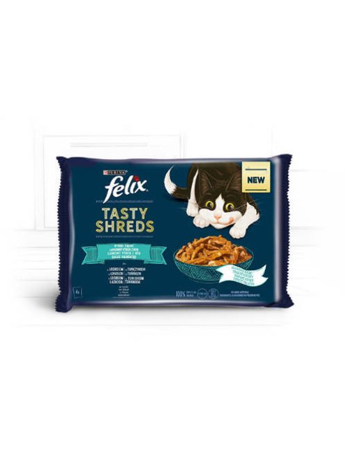 Felix Tasty Shreds (halas válogatás - szószban) alutasakos - macskák részére (4x80g)