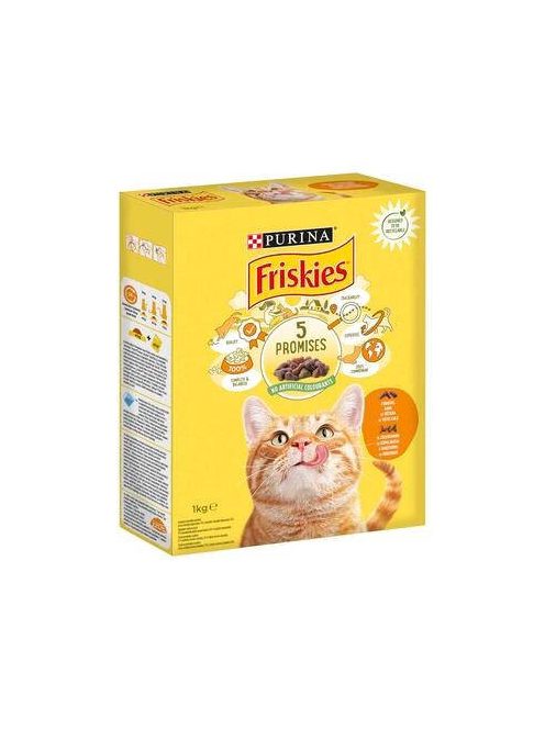 Friskies 5 Promises - szárazeledel (csirke,zöldség) felnőtt macskák részére (1kg)