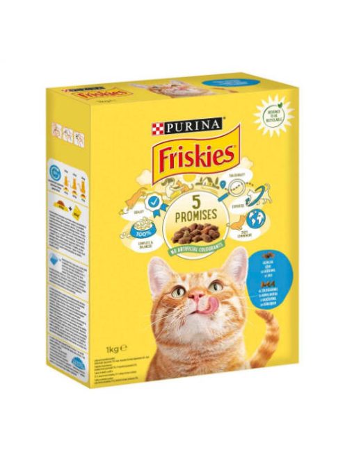 Friskies 5 Promises Adult (lazac,zöldség) - száraztáp felnőtt macskák részére (1kg)