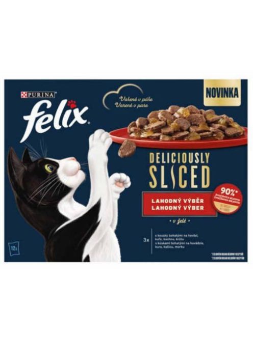 Felix DELICIOUSLY SLICED - Nedves eledel (marha,csirke,kacsa,pulyka) macskák részére (12x80g)