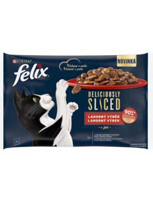 Felix DELICIOUSLY SLICED - Nedves eledel (marha,csirke,kacsa,pulyka) macskák részére (4x80g)