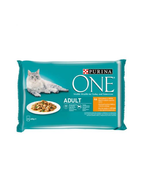 Purina ONE Adult - nedves eledel (csirke,zöldbab) macskák részére  (4x85g)