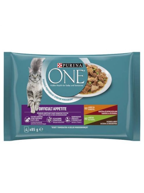 Purina One Difficult Appetite - alutasakos (csirke,pulyka, marha,z.bab) felnőtt macskák részére (4x85g)