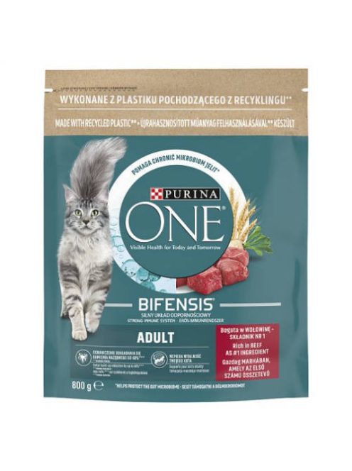 Purina ONE Adult Bifensis (marha,gabona) száraztáp felnőtt macskák részére (800g)