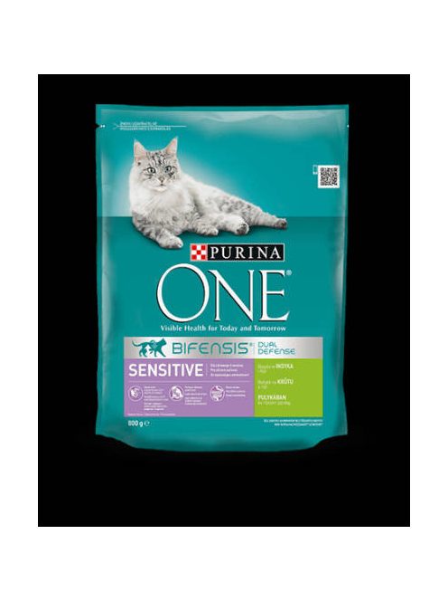 Purina ONE Sensitive Bifensis (pulyka,rizs) száraztáp érzékeny emésztésű felnőtt macskák részére (800g)
