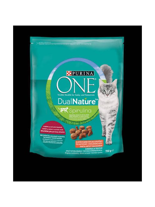 Purina ONE Dual Nature Sterilized - száraztáp (marha, spirulina) ivartalanított macskák részére (750g)