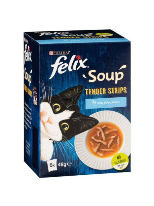 FELIX Soup Tender strips - nedves eledel (halas válogatás, szósz) macskák részére (6x48g)