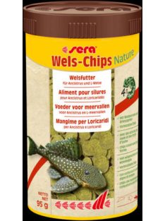   Sera Wels-Chips Nature - Süllyedő táplálék algaevő díszhalak számára (250ml/95g)