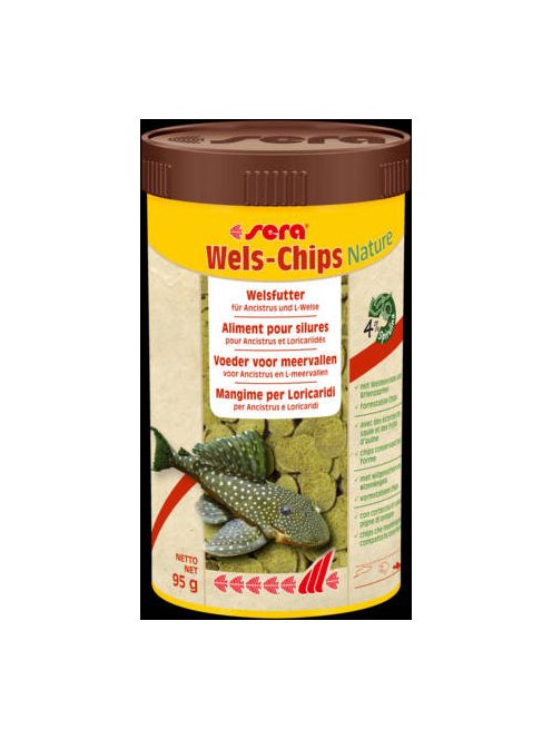 Sera Wels-Chips Nature - Süllyedő táplálék algaevő díszhalak számára (250ml/95g)