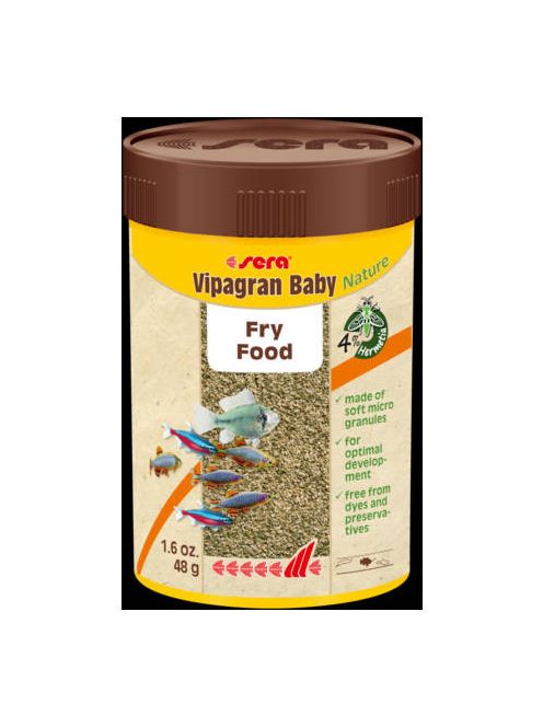 Sera Nature Vipagran Baby (granulátum) - Ivadék táplálék díszhalak számára (100ml/48g)