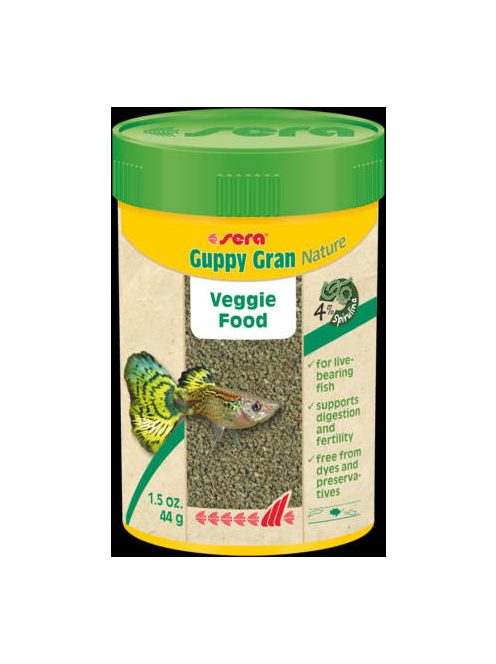 Sera Nature Guppy Gran - granulátum táplálék díszhalak részére (100ml/44g)