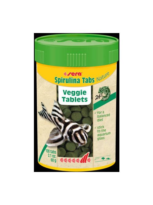 Sera Spirulina (süllyedő) - tablettás táplálék édes- és tengervizi díszhalak számára (100ml/100 db tabletta)