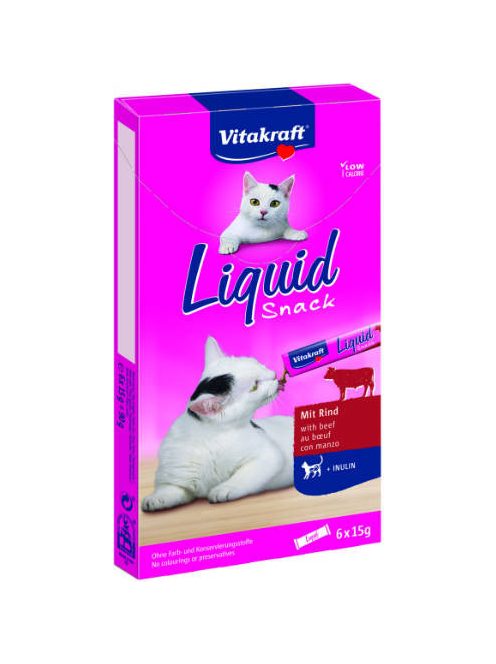 Vitakraft Cat Liquid Snack - jutalomfalat szósz (marha,inulin) macskák részére (6x15g)