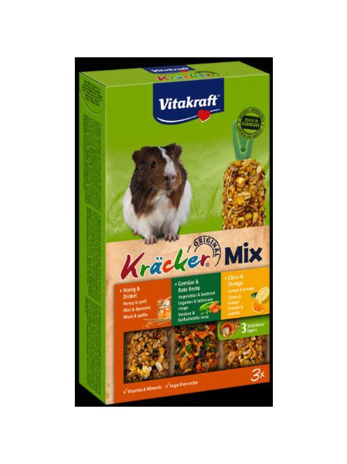 Vitakraft Kracker Tripla Rúd (citrus,méz,zöldség) – kiegészítő eleség Tengerimalac részére (168g)