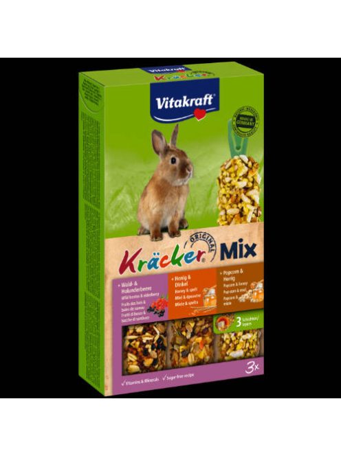 Vitakraft Kracker tRIPLA Rúd (zöldség,mogyoró,erdei gyümölcs) – kiegészítő eleség nyulak részére (168g)