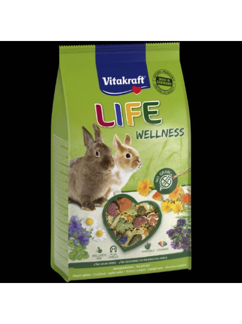 Vitakraft life wellness - teljes értékű eledel (gabonamentes) törpenyulak részére (600g)