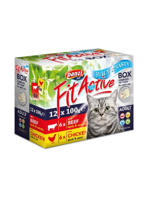 FitaActive Cat FitaBox - alutasakos nedves eledel (6*marha és bárány, 6*csirke és kacsa) - 12x100g