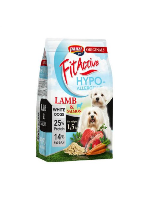 Panzi FitActive WhiteDogs Hypoallergenic Adult (bárány) száraztáp - Világos színű, felnőtt kutyák részére (1,5kg)