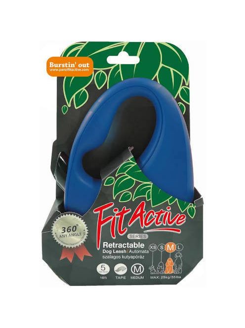 FitActive Retractable Dog Leash - automata szalagos póráz (kék) kutyák részére (XS) 3 méter