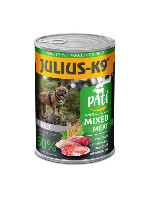 JULIUS - K9 paté mixed meat - nedveseledel (szárnyas,sertés,marha) felnőtt kutyák részére (400g)