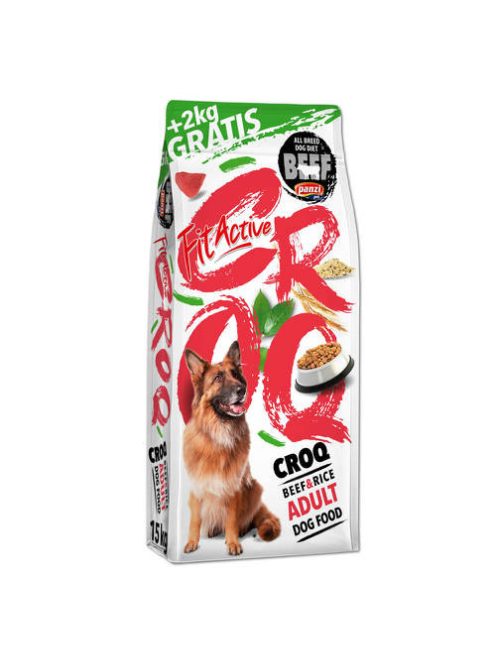 FitActive CROQ Premium Beef&Rice Adult - száraztáp (marha,rizs) felnőtt kutyák részére (15+2kg)