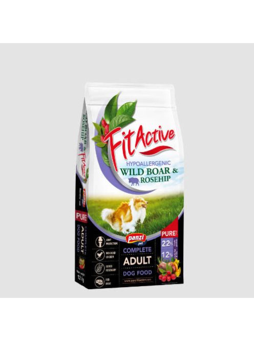 FitActive PURE Hypoallergenic Wild boar -Rosehip - száraztáp (vaddisznó,csipkebogyó) felnőtt kutyák részére (12kg)