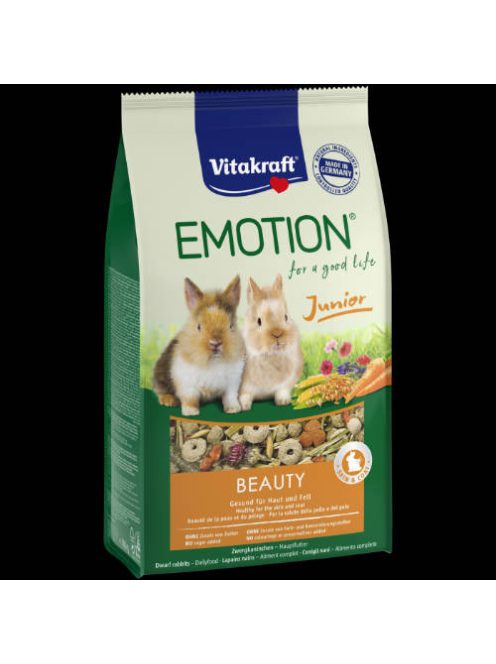 Vitakraft EMOTION Beauty Junior Rabbit - Teljesértékű eledel (egészséges bőr,szőr) fiatal nyulak részére (600g)