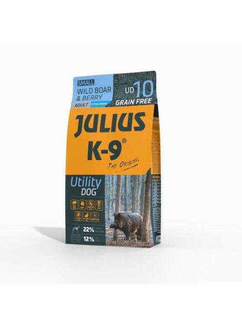 Julius K-9 10kg UD10S Utility Dog Hypoallergenic Wild boar,berry Adult SMALL (Vaddisznó,áfonya) száraztáp - Kistestű felnőtt kutyák részére