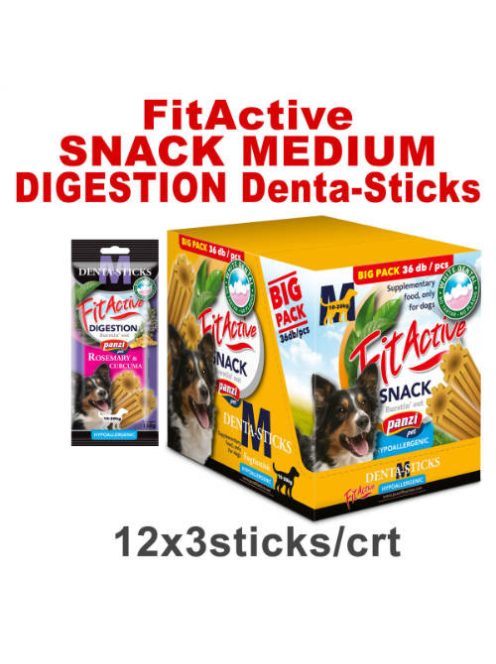 FitActive SNACK Denta-Sticks Hypoallergenic Digestion "M" - jutalomfalat (rozmaring, kurkuma) kutyák részére (12dbx150g/#) - csak kartonra