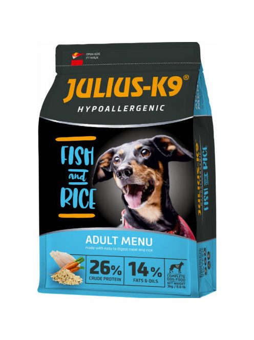 JULIUS K-9 12kg Adult Small Hypoallergenic (hal,rizs) száraztáp - Ételallergiás felnőtt kutyák részére
