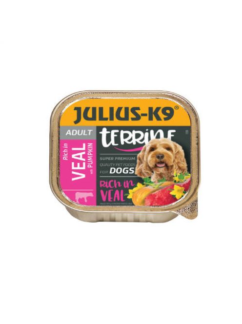 Julius-K9 Dog Terrine Adult Veal&Pumpkin - nedveseledel (borjúy,sütőtök) felnőtt kutyák részére (150g)