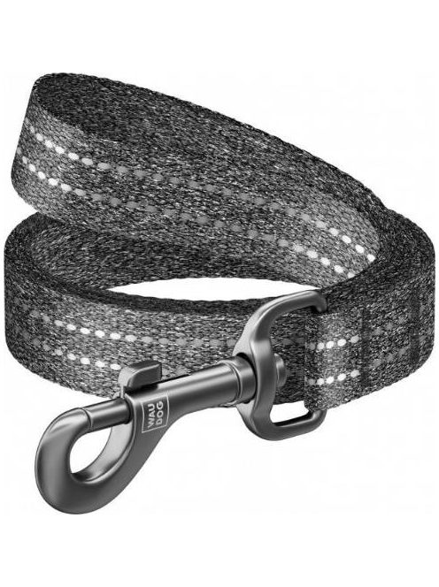 WAUDOG Re-cotton, Reflective Dog Leash (M) - póráz, újrahasznosított pamutból (szürke, fényvisszaverő csíkkal) kutyák részére (20mm/150cm)