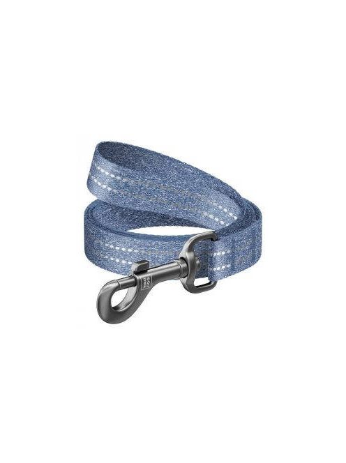 WAUDOG Re-cotton, Reflective Dog Leash (M) - póráz, újrahasznosított pamutból (kék, fényvisszaverő csíkkal) kutyák részére (20mm/150cm)