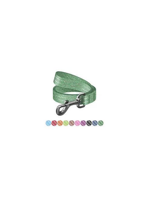 WAUDOG Re-cotton, Reflective Dog Leash (M) - póráz, újrahasznosított pamutból (zöld, fényvisszaverő csíkkal) kutyák részére (20mm/150cm)