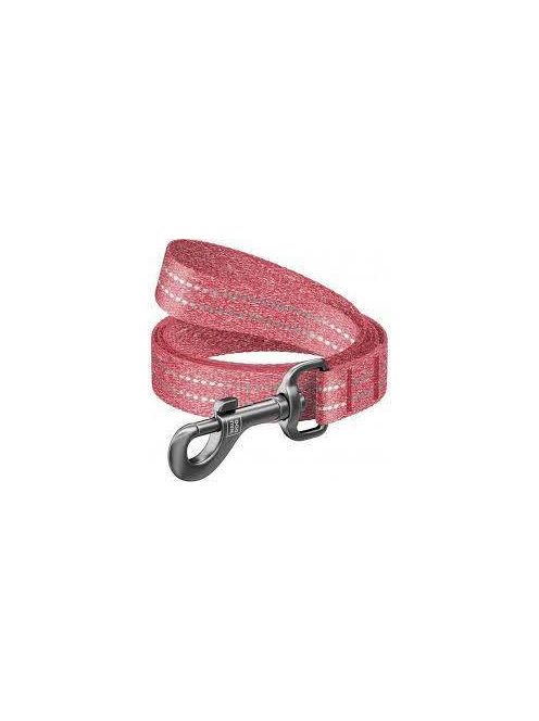 WAUDOG Re-cotton, Reflective Dog Leash (M) - póráz, újrahasznosított pamutból (piros, fényvisszaverő csíkkal) kutyák részére (20mm/150cm)