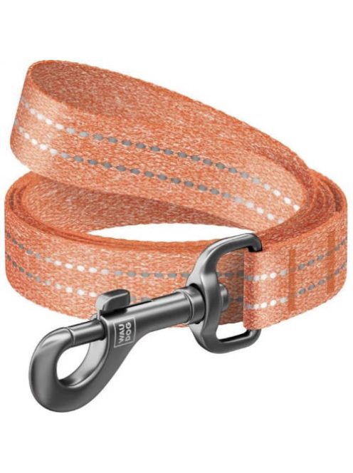 WAUDOG Re-cotton, Reflective Dog Leash (M) - póráz, újrahasznosított pamutból (narancssárga, fényvisszaverő csíkkal) kutyák részére (20mm/150cm)