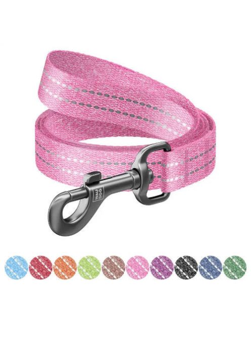 WAUDOG Re-cotton, Reflective Dog Leash (M) - póráz, újrahasznosított pamutból (pink, fényvisszaverő csíkkal) kutyák részére (20mm/150cm)