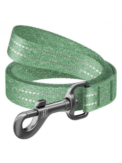 WAUDOG Re-cotton, Reflective Dog Leash XXL - póráz, újrahasznosított pamutból (zöld, fényvisszaverő csíkkal) kutyák részére (25mm/150cm)