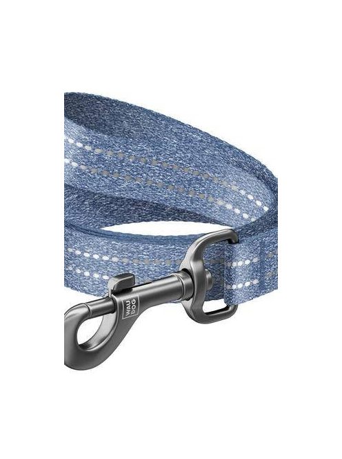 WAUDOG Re-cotton, Reflective Dog Leash (XXL) - póráz, újrahasznosított pamutból (kék, fényvisszaverő csíkkal) kutyák részére (25mm/150cm)