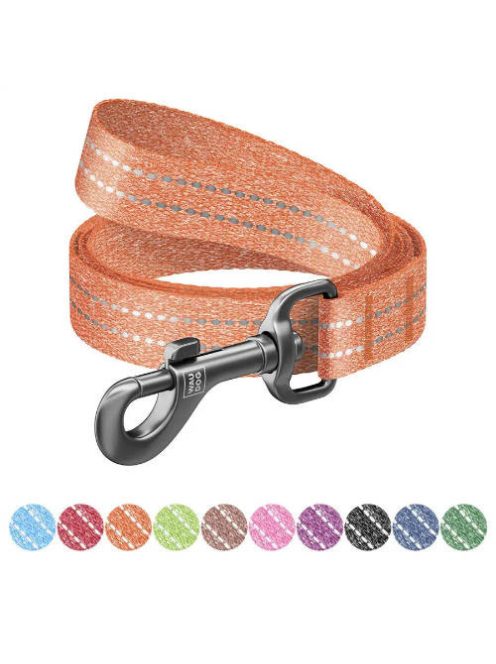 WAUDOG Re-cotton, Reflective Dog Leash (L-XXL) - póráz, újrahasznosított pamutból (narancssárga, fényvisszaverő csíkkal) kutyák részére (25mm/150cm)