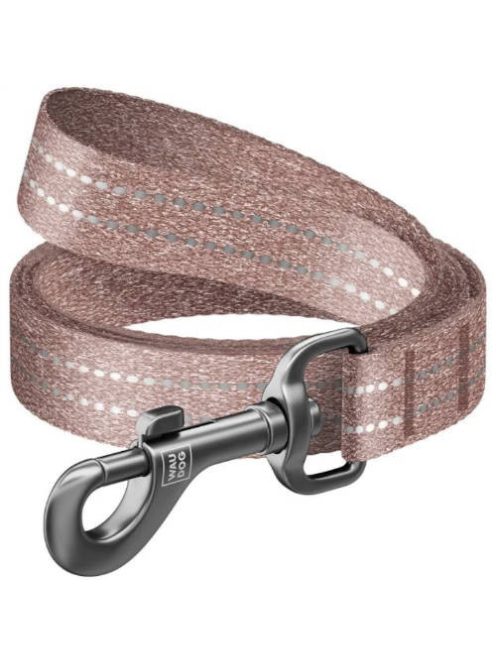 WAUDOG Re-cotton, Reflective Dog Leash (L-XXL) - póráz, újrahasznosított pamutból (barna, fényvisszaverő csíkkal) kutyák részére (25mm/150cm)