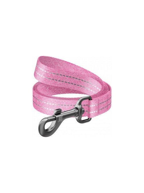 WAUDOG Re-cotton, Reflective Dog Leash (L-XXL) - póráz, újrahasznosított pamutból (pink, fényvisszaverő csíkkal) kutyák részére (25mm/150cm)