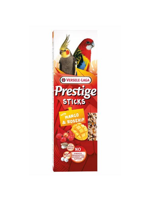 Versele Laga Prestige Sticks Dupla Rúd (mangó, csipkebogyó) - kiegészítő eleség nagypapagájok részére (2db/140g)