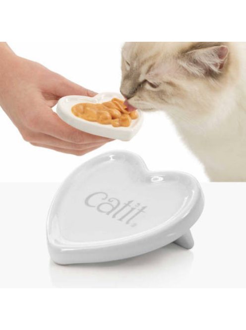 Catit Creamy - kináló, szívecske formájú kerámia tál macskák részére