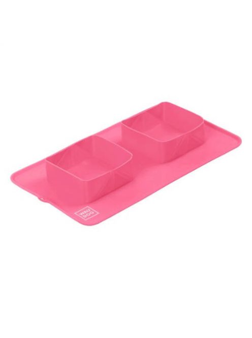 WAUDOG Silicone Bowl Set - dupla, összecsukható, szilikon tál (pink) utazáshoz, sétához kutyák részére (38,5x23x5cm)