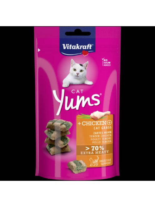 Vitakraft Cat Yums Snack - puha jutalomfalat (csirke,macskafű) macskák részére (40g)