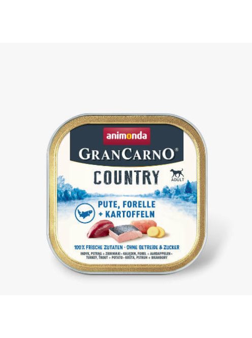 Animonda GranCarno Country (pulyka, pisztráng, burgonya) alutálkás - Felnőtt kutyák részére (150g)