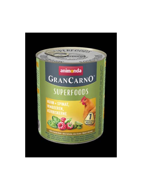 Animonda GranCarno Adult (superfood) konzerv - Felnőtt kutyák részére, csirke,spenót,málna,tökmag (800g)