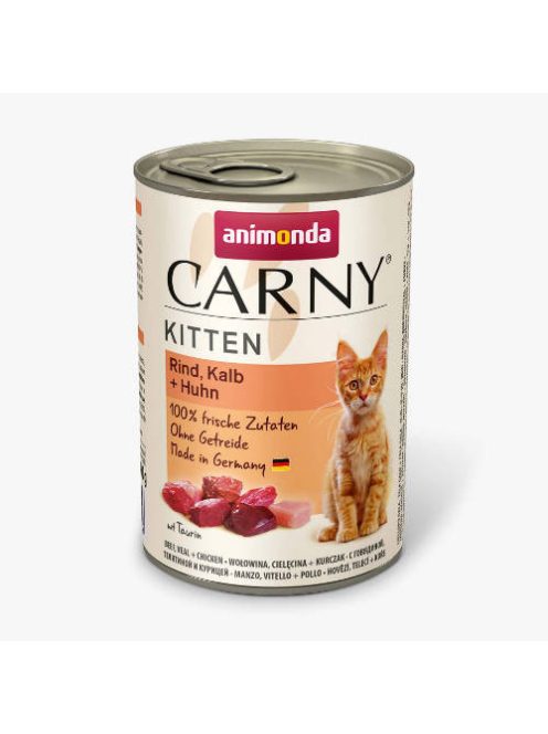Animonda Carny Kitten Kalb,Huhn, Pute - konzerv (borjú,csirke,pulyka) kölyök macskák részére (400g)
