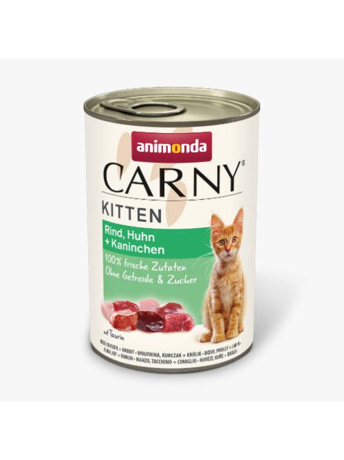 Animonda Carny Kitten beef,chicken, Rabbit - konzerv (marha,csirke,nyúl) kölyök macskák részére (400g)